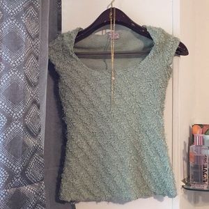 Light green furry crop top